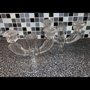 VTG Tiffin Crystal Double Candle Holder Art Deco
